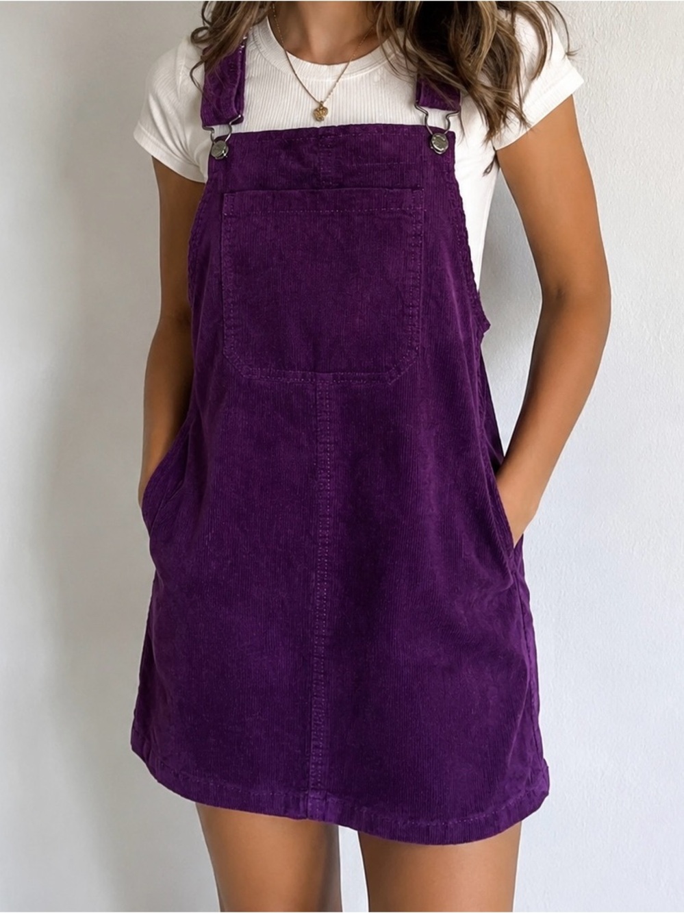 Art Class Purple Corduroy Overall Dress Girls L 10/12 Jumper Pinafore